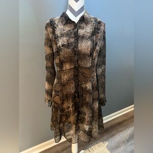 Neutral Snake Print Button-Front Dress